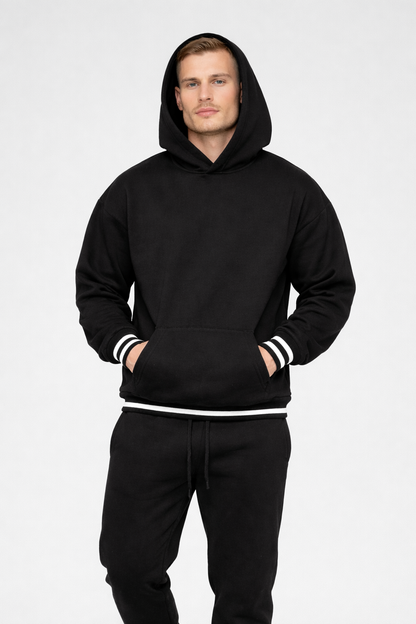Men’s Essential Black Hoodie & Jogger Set – Everyday Street Fit