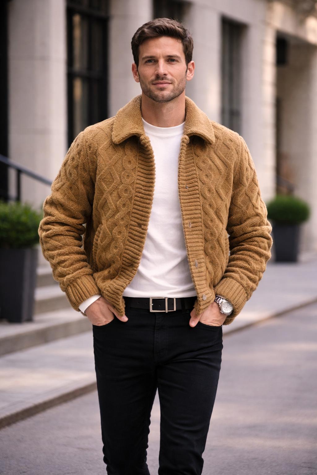 Knitted Fleece-Lined Men’s Jacket