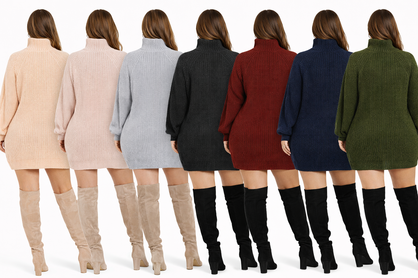 Turtleneck Knit Sweater Dress