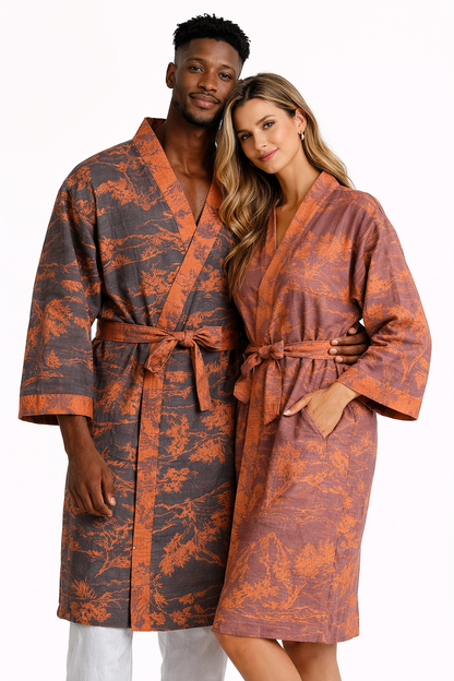 Heritage Print Cotton Kimono Robe – Couples Edition