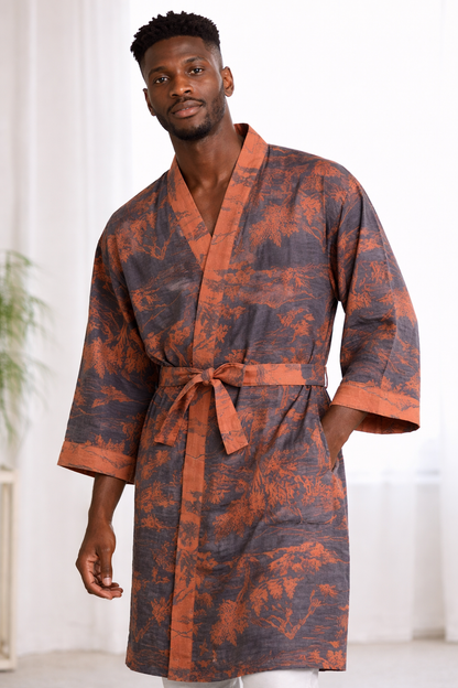 Heritage Print Cotton Kimono Robe – Couples Edition