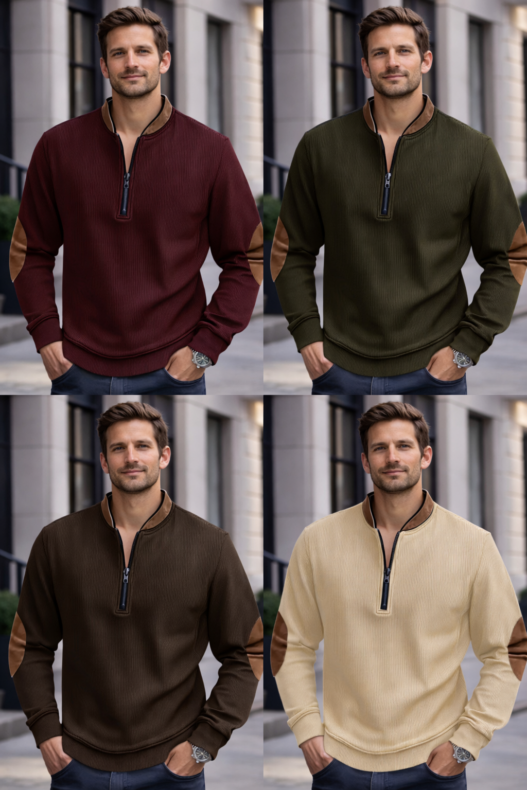 Men's Casual Jacket Pullover Zip-up Shirt