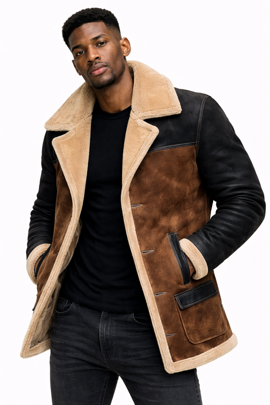 Winter Men's Vintage Suede Color Matching Casual Jacket