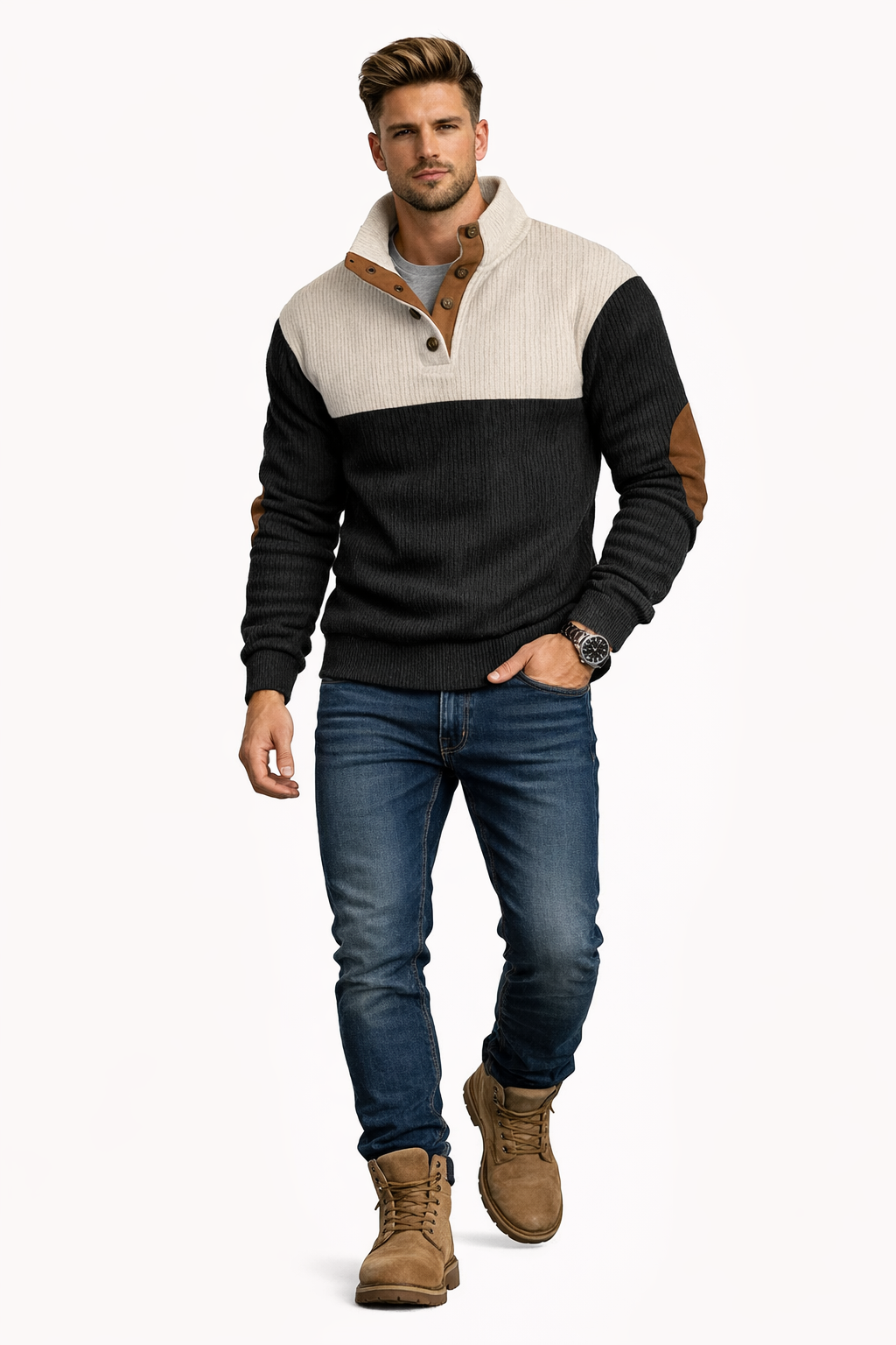 Spring And Autumn New Men's Stand-up Base Shirt Casual Sports Pullover